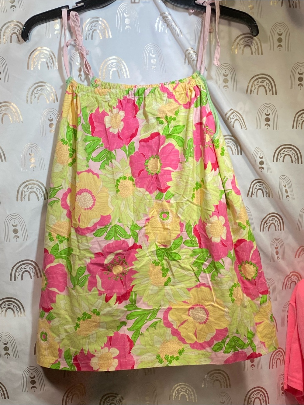 Women’s Floral Tie-Shoulder Skirt in Pink and Yellow
